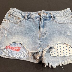 Coca Cola Women's Distressed Blue Jean Shorts